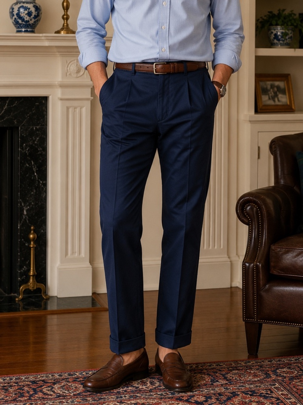 Roundtree & Yorke Total Flex Dress Pants Men’s 38x32 Pleated Classic Cuffed